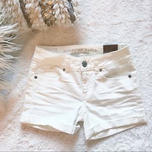 American Eagle White Midi Shorts
